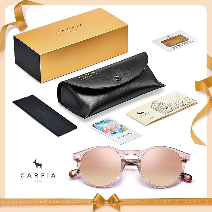 CARFIA Polarized Sunglasses for Women UV Protection Small Face Acetate Frame CA5288