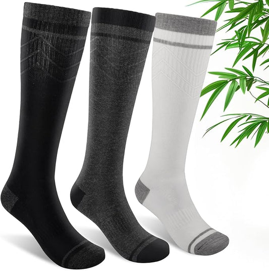 SONORAN Bamboo Viscose Compression Socks for Women & Men (3 Pairs) 15-20 mmHg Knee High Support for Nurses, Travel, Pregnant