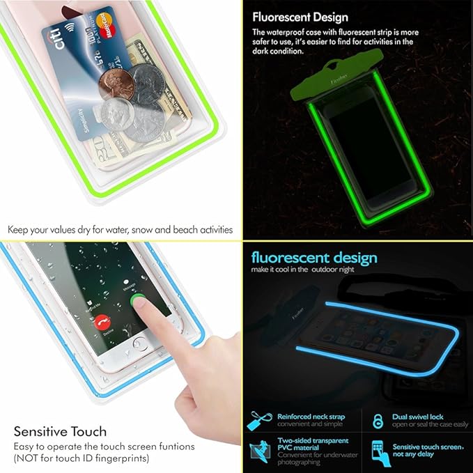 Universal Waterproof Phone Pouch, 4 Pack Waterproof Phone Case with Lanyard Protector for iPhone16 15 14 13 12 Pro Max XS Plus Samsung Galaxy Note up to 6.9", IPX8 Cellphone Dry Bag Beach Essentials