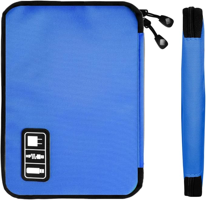 Electronics Organizer Travel Case,Electronic Accessories Storage Bag,Portable Waterproof Cable Organizer Bag,Travel Cord Organizer Bags for Small Charging Cord Storage,SD Card-Royal Blue