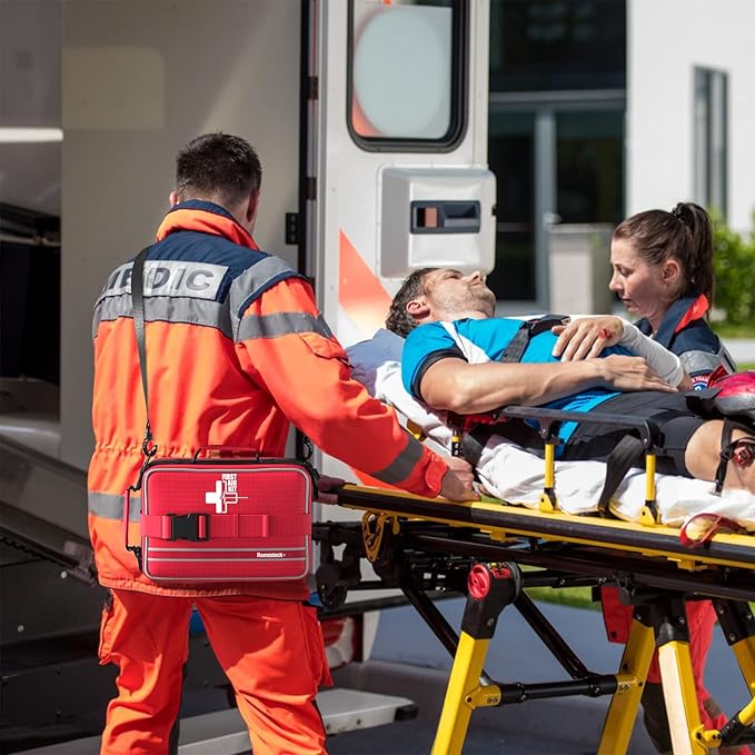 First Aid Kit with Labeled and Color-Coded Compartments, Emergency Medical Kit for Cars, Home, Office, Backpacking, Camping and Cycling