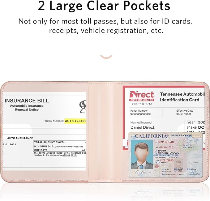 CoBak Car Registration and Insurance Holder - Vehicle Glove Box Car Organizer, Auto Truck Comparment Accessories Case for Essential Document, Driver License, Cards (Oil Painting Pink)