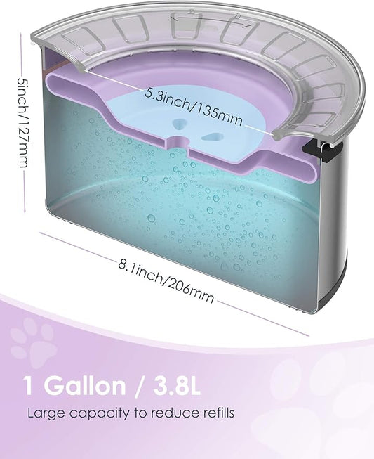 1Gallon Large Dog Water Bowl No Spill, [Anti Digging Lid & Rubber Bottom] Spill Proof Dog Bowl, Anti Splash Mess Dripless Slow Drinking Stainless Steel Water for Sloppy Messy Drinkers Car