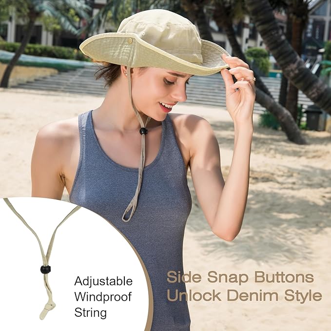 Bucket Hat Wide Brim UV Protection Sun Hat Boonie Hats Fishing Hiking Safari Outdoor Hats for Men and Women