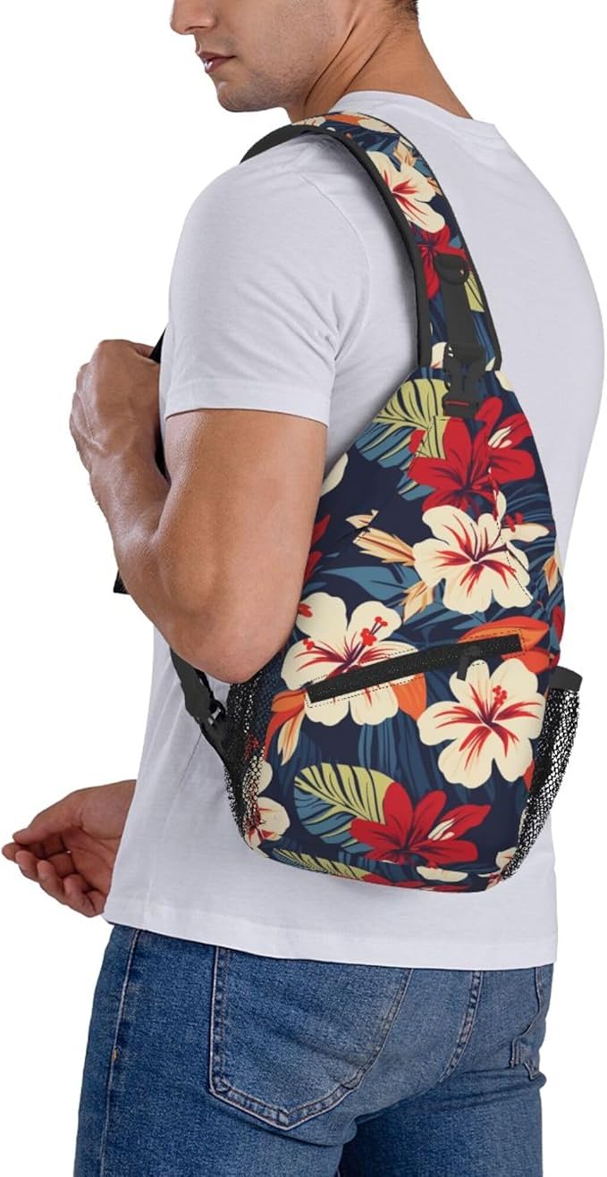 Hawaii Tropical Palm Sling Backpack Crossbody Bag Casual Chest Bags Travel Hiking Daypack Shoulder Bag for Women Men