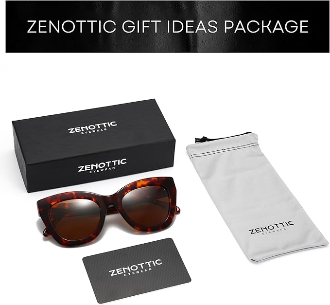 ZENOTTIC Retro Polarized Sunglasses Women - Oversized Cat Eye Trendy Glasses UV Protection - for Beach,Hiking,Party ZS6243