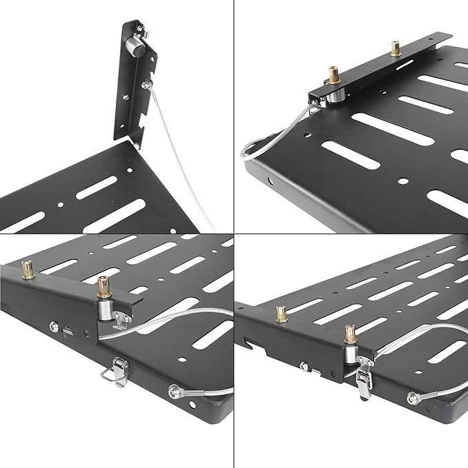 Hooke Road JK Wrangler Tailgate Table Metal Storage Rack Foldable Cargo Shelf for 2007-2018 Jeep Wrangler JK & Unlimited