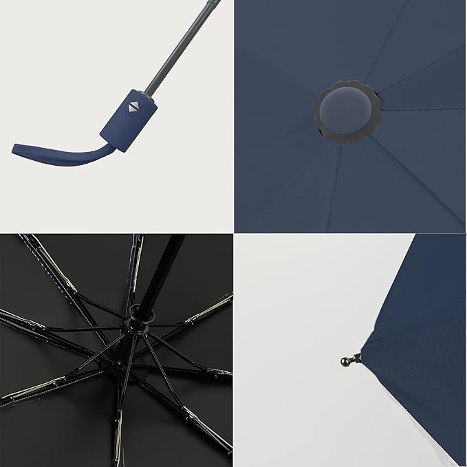 BAODINI Small UV Protection Travel Umbrella Compact for Rain and Sun UPF 50+ Windproof Portable 42 inch Umbrella for Women and Men