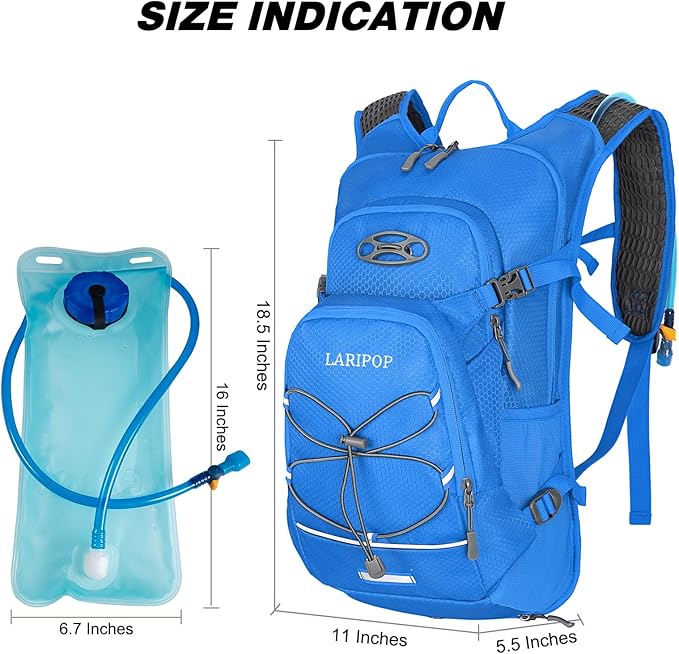 LARIPOP Hydration Backpack, 18L Hiking Backpack with 2L Water Bladder, Lightweight Water Pack for Cycling, Hiking, Biking