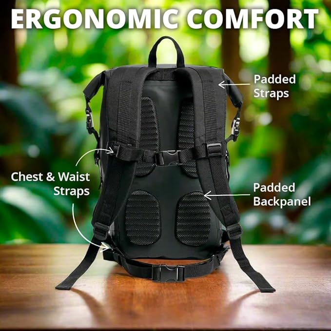 KRONOX 30L Waterproof Backpack for Men – IPX7 Submersible Dry Bag, Lightweight & Durable for Travel, Motorcycle, Kayak