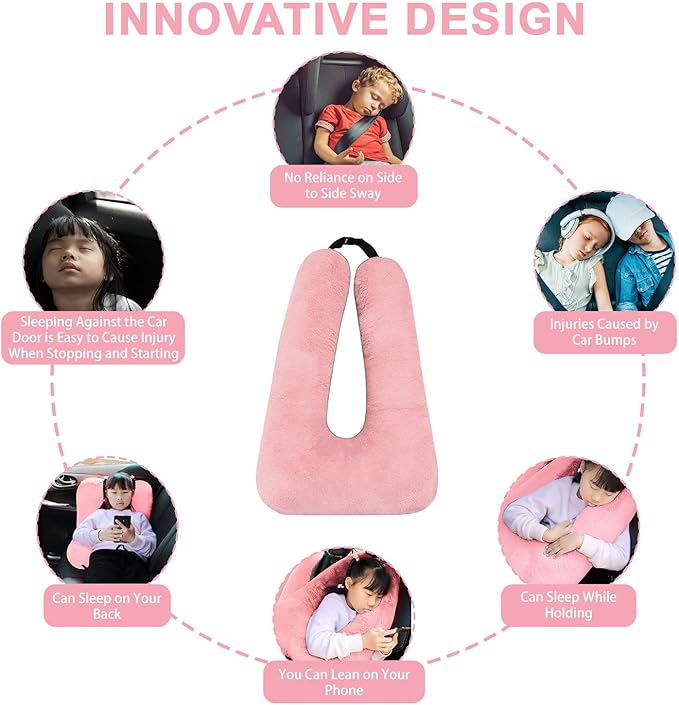 Travel Pillow, Travel Pillow for Kids, Sleeper Hold Pillow Travel, Removable U-Shaped Pillow for Adults and Children to Support Head and Body in The Back Seat of Long Car Trips (1 Pillow)