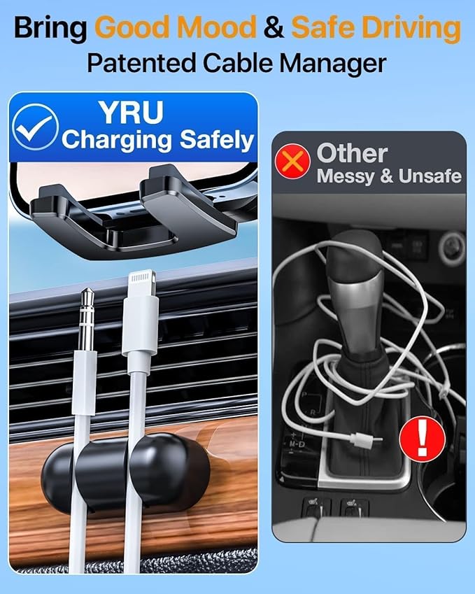 YRU True Military-Grade [360°Rotation Suction] 2025 Ultimate Car Phone Holder Mount[90+LBS Safest Strongest & Patent Certs] Dashboard Windshield Vent for iPhone 17 16 Pro Max Samsung,Blue Black