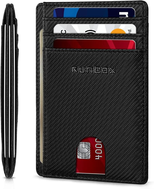 RUNBOX Slim ID Cases Minimalist Front Pocket RFID Blocking Leather Wallets for Men and Women Card Holder Wallets Gifts for men