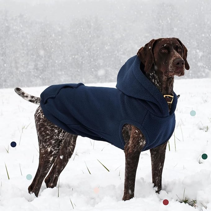 IECOii Warm Dog Hoodie for Large Dogs, Extra Large Dog Hoodie Fleece Vest with Leash Hole & Pocket, Big Dogs Sweatshirt for Giant Breed, Pullover Sleeveless Great Dane Sweater, Blue, 4XL