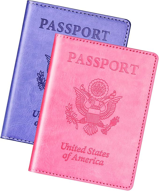 Herain Passport Holder for Travel Cruise Essentials 2 Pcs, Passport Cover Wallet Case Women Men Family, Passports Book Holders Travel Gifts Accessories Vacation Must Haves