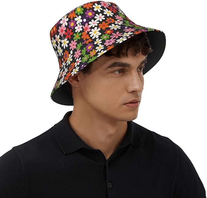 Colorful Fire Balloon, White Cloud Fisherman Hat Summer Foldable UV Protection Sun Hat