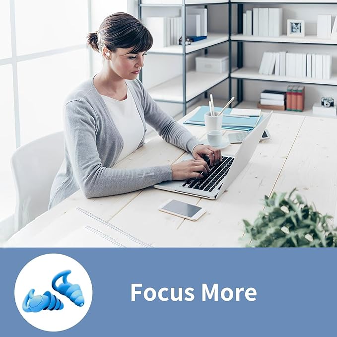 Noise Reduction Ear Plugs, NRR 40dB Ultra Comfortable Silicone Reusable Ear Plugs for Sleeping, Snoring Swimming, Studying, Concerts, Noise Cancelling and Hearing Protection