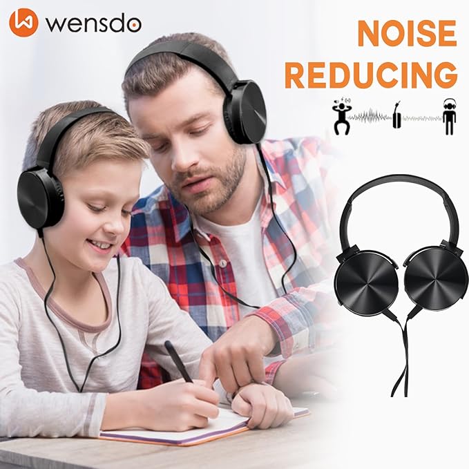 Bulk Headphones 12 Pack for School Classroom Kids, Wholeslae Wired Durable Earphones Class Set for Students Children Toddler Teens Boys Girls and Adult (HY450, 12 Black)