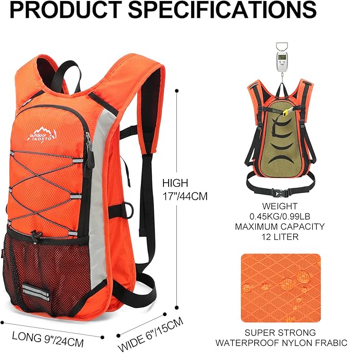 Hydration Pack Backpack, Lightweight Water Backpack with 2L Leakproof Hydration Bladder Daypack for Men Women,Running Hydration Vest for Outdoor Trail