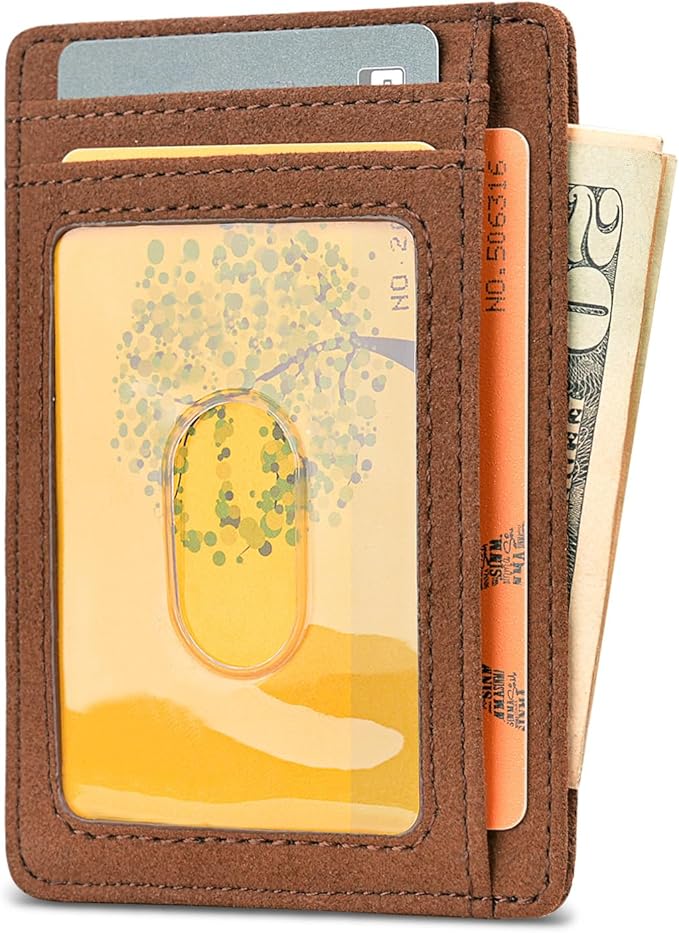 Buffway Slim Minimalist Front Pocket RFID Blocking Leather Wallets for Men and Women - At Sahara Coffee