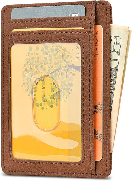 Buffway Slim Minimalist Front Pocket RFID Blocking Leather Wallets for Men and Women - At Sahara Coffee
