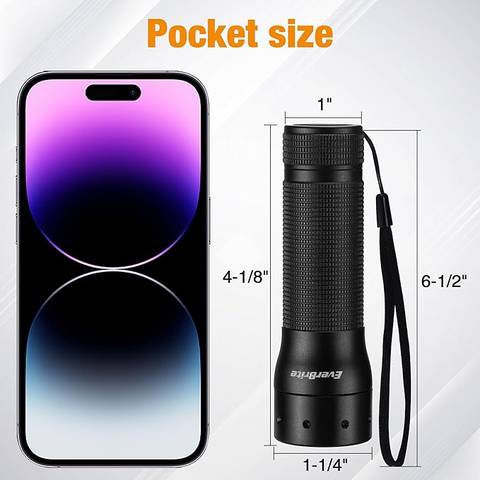 EverBrite Mini Flashlight, Zoomable LED Flash Light, 3 Modes, 3AAA Batteries Included, Handheld Small Flashlight for Camping, Emergency, Home – Black