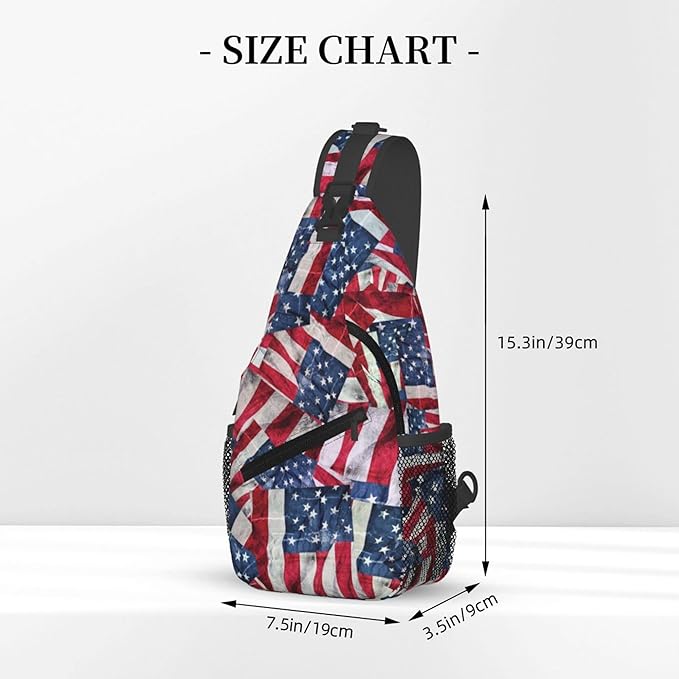 GJXFLSY American Flag Pattern Sling Backpack Crossbody Bag Casual Chest Bags Travel Hiking Daypack Shoulder Bag for Women Men