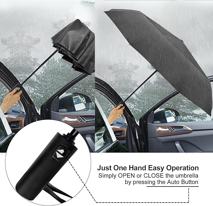 Satol 46/54/62 Inch Large Golf Umbrella, Windproof 10 Ribs Automatic Open/Close Oversize Double Canopy Vented Portable Folding Travel Umbrellas, UPF 50+ Sun & Rain Compact Umbrellas for Outdoor