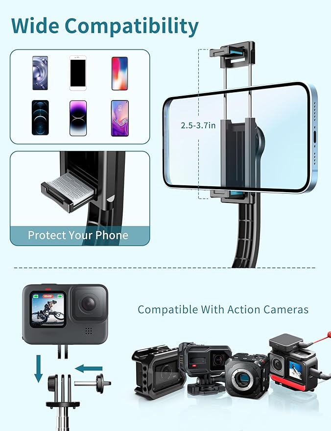 Selfie Stick, 41'' Extendable Phone Tripod Stand with Phone Holder & Detachable Remote, 360° Rotation Selfie Stick Tripod for Cell Phone Compatible with iPhone, Android, Samsung