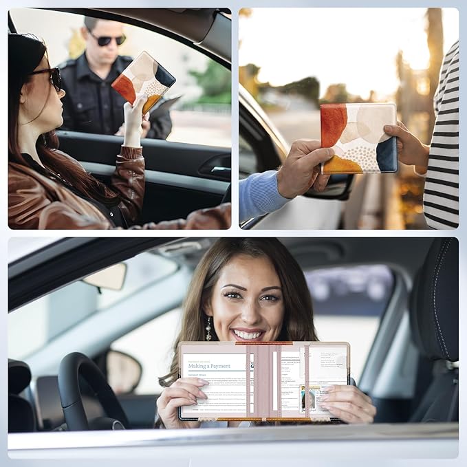 Car Registration and Insurance Card Holder，Vehicle Glove Box Car Organizer，Accessories Case for Storing Driving Licences, Cards, Documents