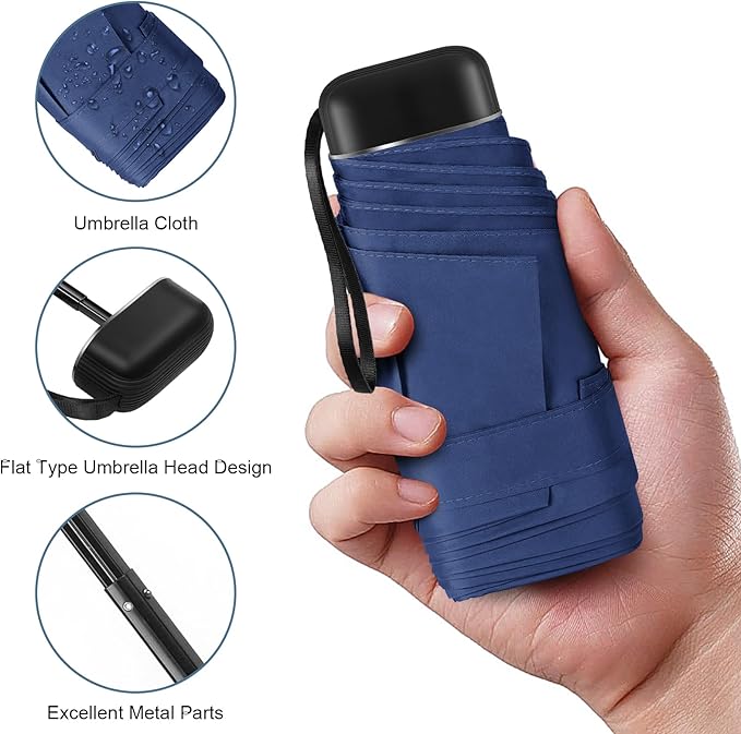 LEAGERA Compact Travel Umbrella with Case - Mini Umbrella for Purse, Small Lightweight &Tiny Design Perfect for Parasol Outdoor Sun&Rain Umbrellas