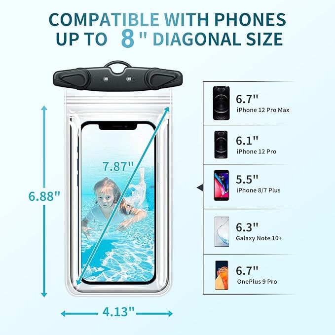 Universal Waterproof Phone Pouch - 4 Pack Phone Waterproof Pouch for iPhone 17 16 15 14 Pro Max Galaxy S24 Up to 7.2", IPX8 Waterproof Phone Case with Lanyard for Beach, Surfing, Snorkeling, Swimming