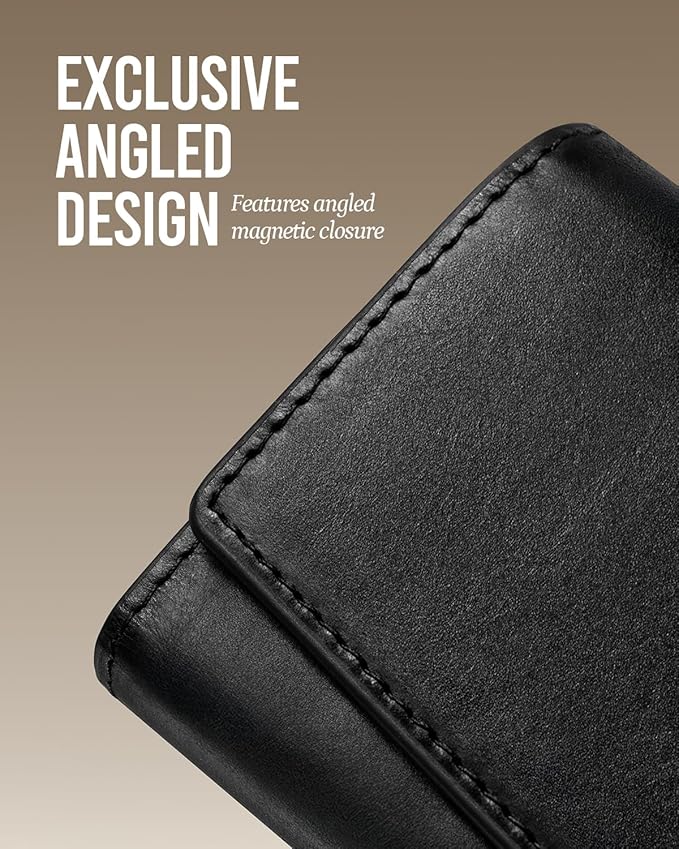 YESIIW Slim Wallet for Men - Premium Genuine Leather Wallet for Men - Pop up Card Holder Mens Walletfor 7-9 Card Capacity | ID Window | Cash Slot | Coin Pocket | RFID Blocking - Slim, Thin (Black)