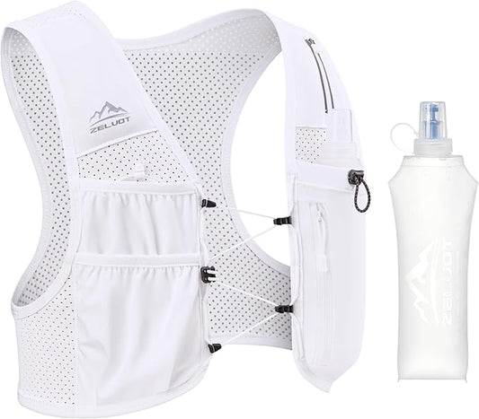 Running Vest for Women Men, USA Original Patent, Adjustable Chest Straps Running Hydration Vest with 500ml Soft Flask, Lightweight Reflective Hydration Backpack for Marathon