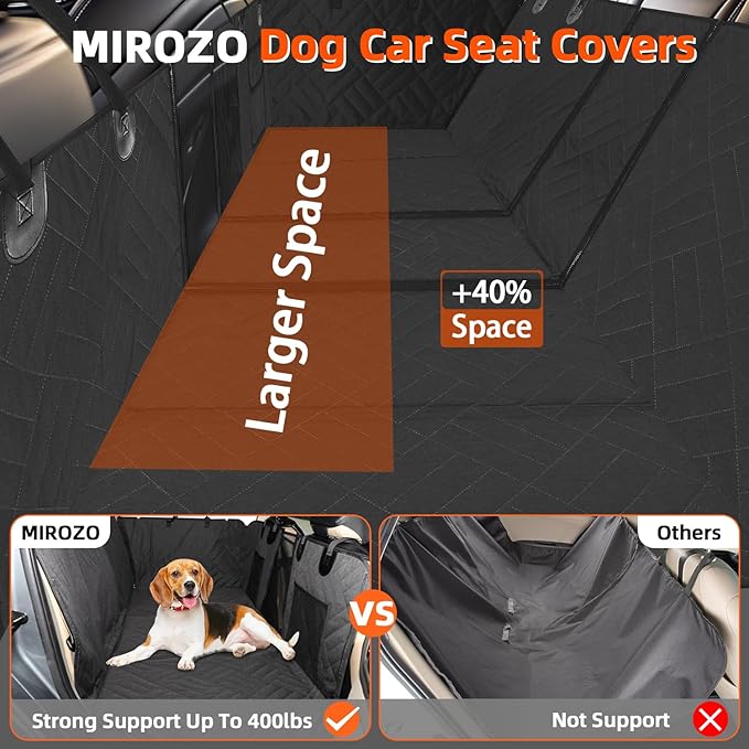 MIROZO Back Seat Extender for Dogs, 600D Heavy Durable Car Seat Cover for Dogs Seat Cover with Door Protectors for Traveling with Pets,Large Space Dog Travel Bed with 5-Fold Bottom for Truck
