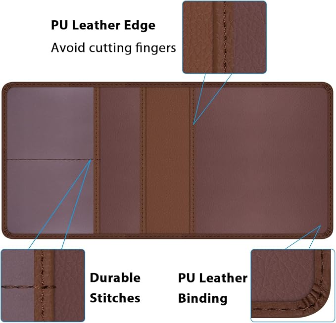 Car Insurance and Registration Holder, 5.5 x 5 Inch PU Leather Vehicle Glove Box Organizer Wallet Case for Insurance Card, Driver License, Paperwork - Brown