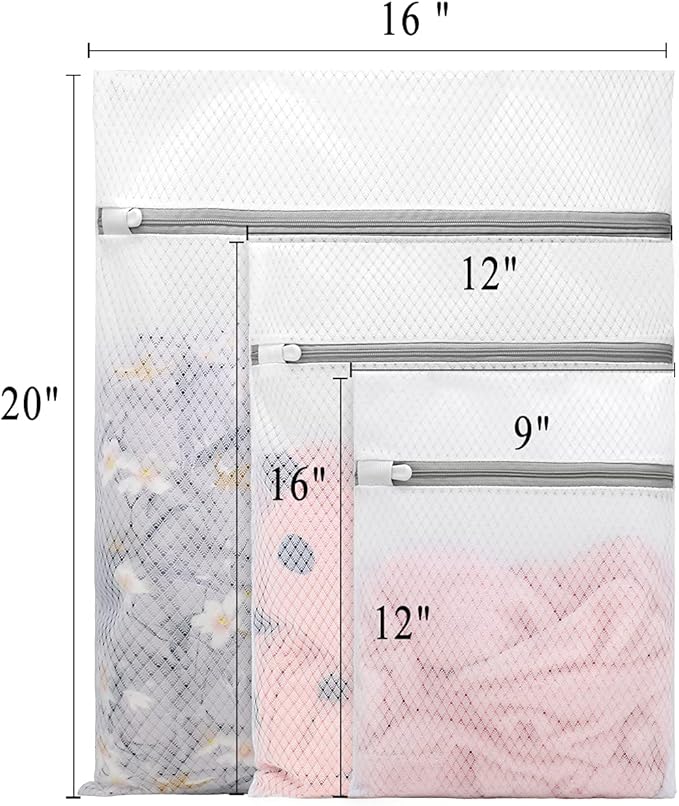 Muchfun 3Pcs Durable Diamond Mesh Laundry Bags for Delicates (1Large, 1Medium, 1Small)