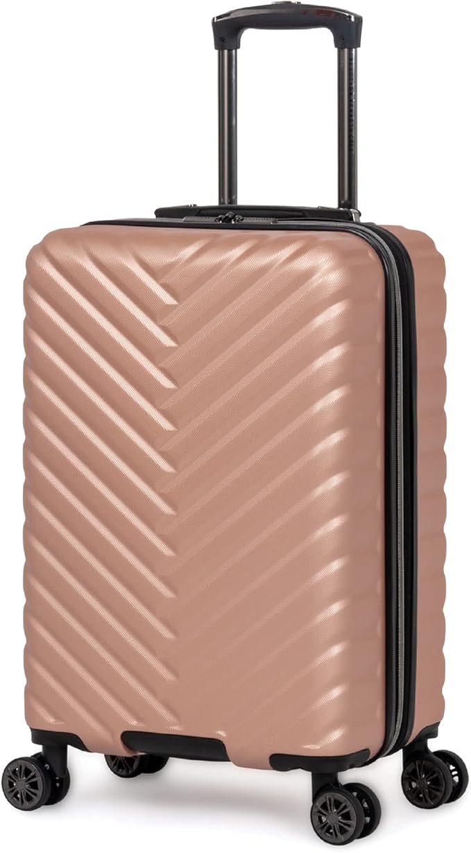 Kenneth Cole REACTION Madison Square Lightweight Hardside Chevron Expandable Spinner Luggage, Rose Gold, 20-Inch Carry On