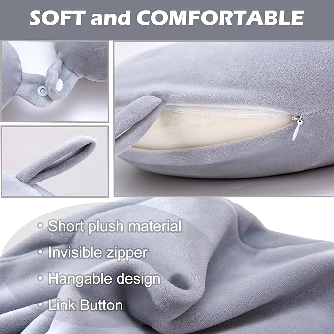 Travel Neck Pillow Cover, Neck Pillow Case, Pure, Soft and Smooh, Airplane Pillow Replacementt Cover Washable (Only Pillow Covers, no Filler)