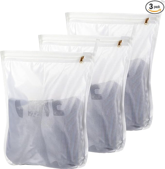 Large Lingerie Bags For Washing Delicates 3 Pack Mesh Laundry Bag Large Durable Polyester Laundry Mesh Bags Protective Zipper Bag For Delicates Bras Baby Clothes Thick And Durable