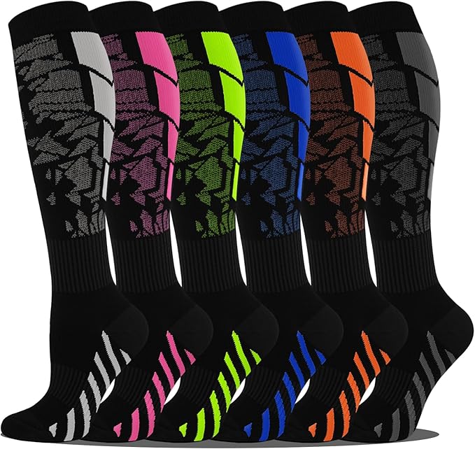 Graduated Compression Socks for Women&Men 20-30mmhg Knee High Socks Travel Hiking Running Stocking