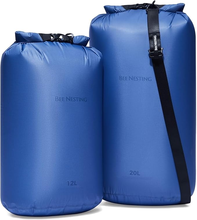 Bee Nesting Ultralight Dry Bag Set for Backpacking, Waterproof Dry Sack for Camping, Hiking, Motorcycle, Lightweight Stuff Sack Set of 3 Pack