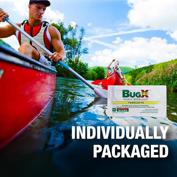 CoreTex Bug X FR DEET-Free Insect Repellent Wipes with Resealable Travel Bag - Pack of 15 Single-Use, Naturally Derived Geranium Oil Bug Wipes - Protects Against Mosquitoes