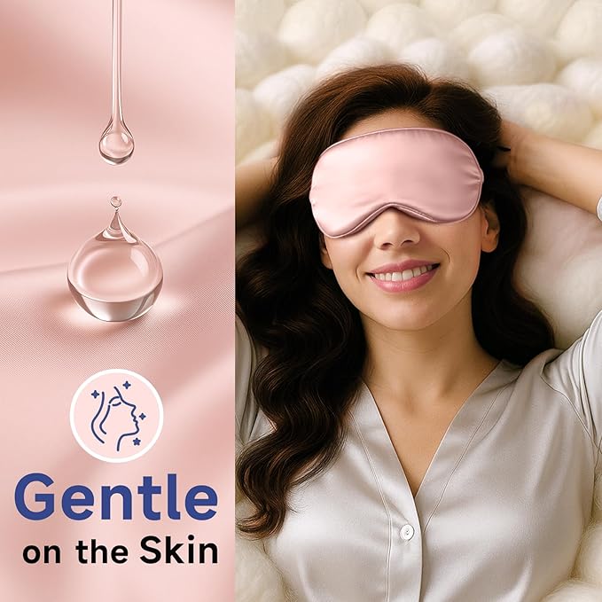 Umisleep Sleep Mask for 100% Pure Mulberry Silk, 22 Momme 6A Soft Eye Masks for Sleep, Adjustable Sleep Masks for Women Men, Light Blocking Sleeping Mask, Silk Eye Mask for Sleeping, Blindfold, Pink