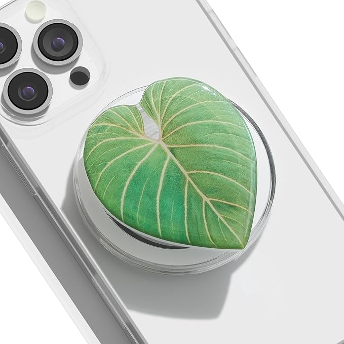 OnTheGrip Compatible with Magsafe Magnetic Cute Acrylic Tropical Leaf Design Collapsible Mobile Phone Grip Stand Holder for Smartphone Tablet Cell Phone Accessory (Gloriosum)