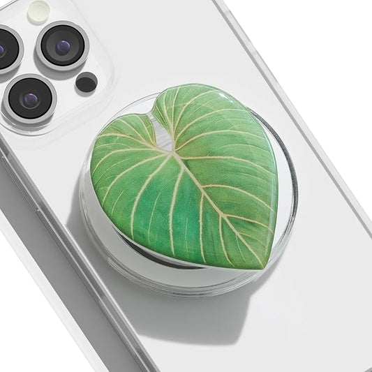 OnTheGrip Compatible with Magsafe Magnetic Cute Acrylic Tropical Leaf Design Collapsible Mobile Phone Grip Stand Holder for Smartphone Tablet Cell Phone Accessory (Gloriosum)