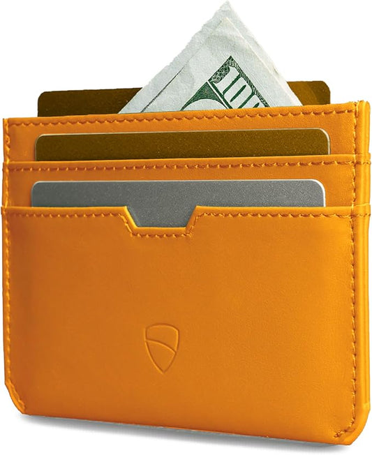Vaultskin MOORGATE Slim Card Holder - Minimalist Leather Wallet, RFID Blocking Sleeve, Fits Front Pocket, for Men and Women