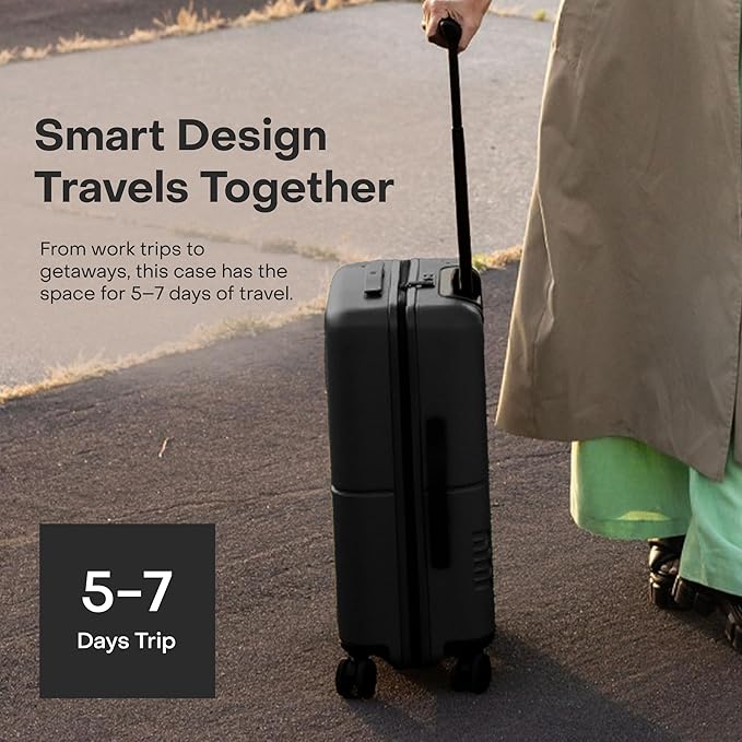 Carry On Essential - 20" Airline Approved Carry On Luggage with Wheels, Travel Suitcase for Men & Women - Premium Rolling Suitcase, TSA Lock, Polycarbonate Shell, Spinner Wheels - Charcoal