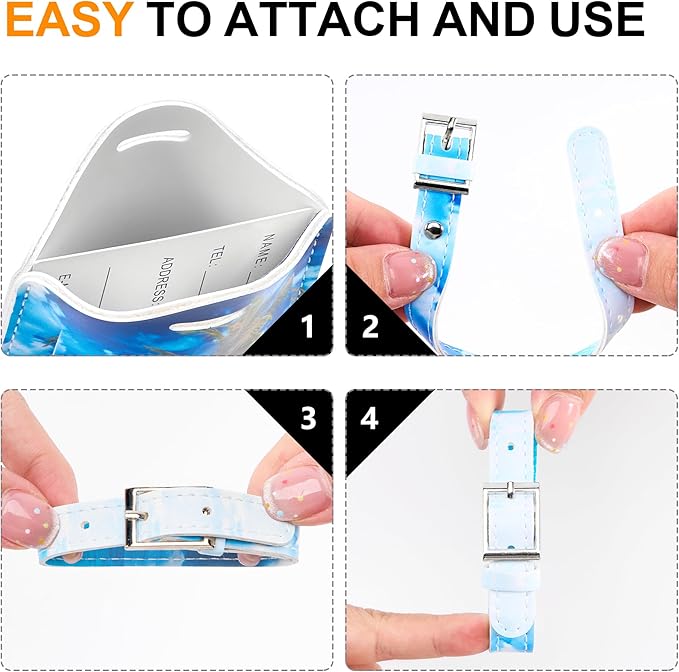 4 Pack Luggage Tag for Suitcases TSA Approved, Leather Suitcase Tags Identifiers, Cute Bag Name Travel Tags ID Labels for Women Men Cruise Airport Luggage Travel Essentials by Sodsay