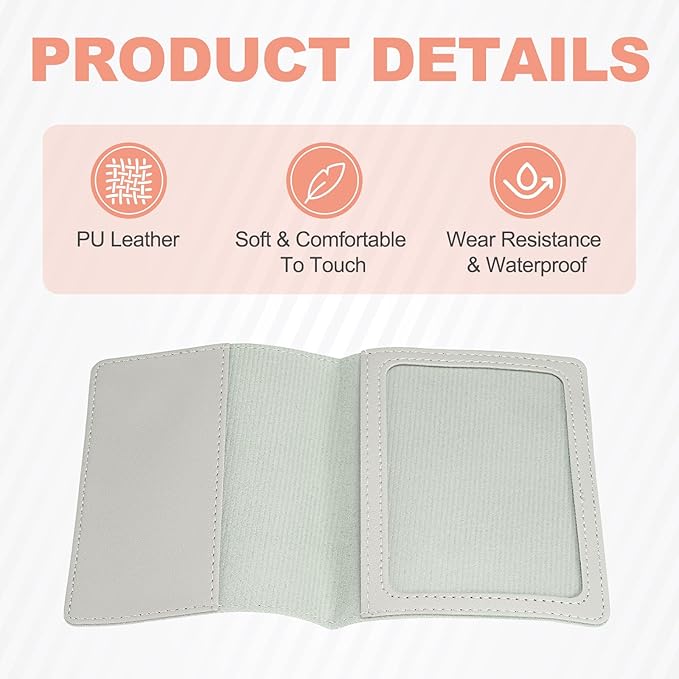 HARFINGTON Car Registration and Insurance Holder 5.51" x 4.13" PU Leather Vehicle Glove Box Organizer Storage Accessories Men Women Car ID Holder for License ID Card Bank Card, Gray